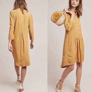 THE ODELLS x ANTHROPOLOGIE Drop Waist Somia Shirt Dress in Marigold